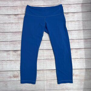Lululemon Blue Crop Leggings Women's Size 6 High Rise Yoga Workout Tight Capri